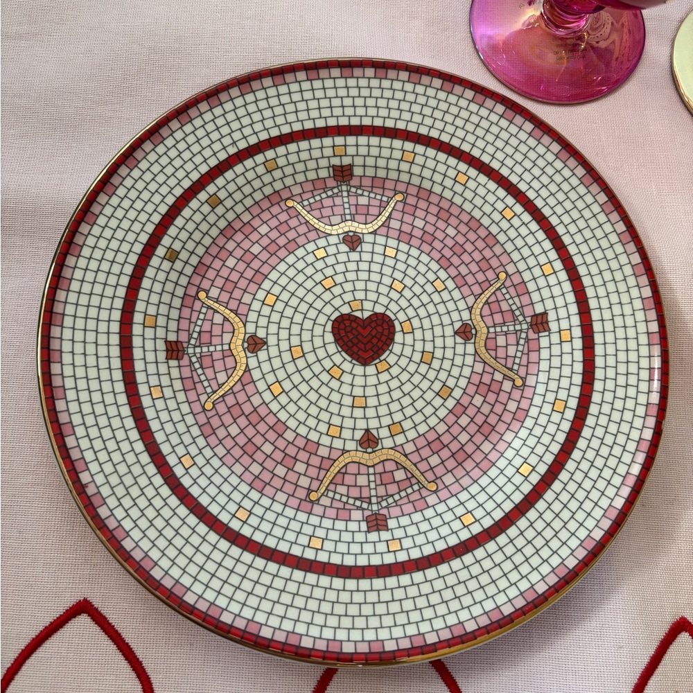 Anthropologie Bistro Tile Stoneware Dessert Plate: Valentine's Edition Set of 4 - Picture 3 of 14